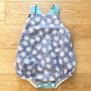 Custom Teal and Grey Floral Ruffle Romper